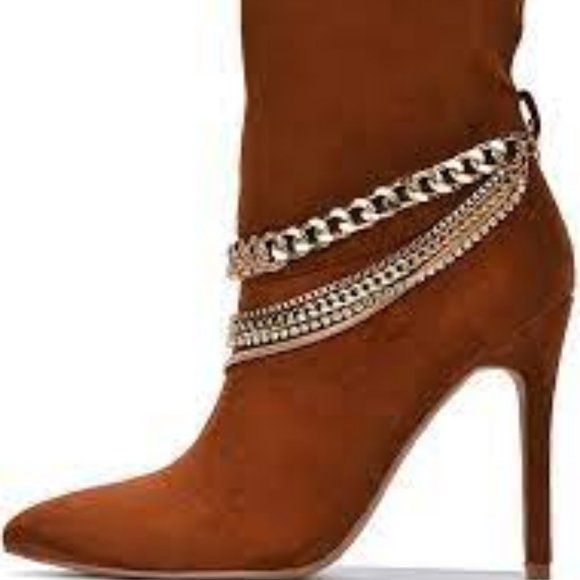 CAPE ROBBIN SOMEWHERE BROWN FAUX SUEDE STILETTO SOCK ANKLE BOOTS 5.5 - Picture 3 of 10